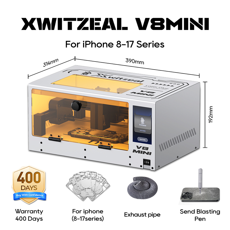 Electronics Repair Manual - เอ็กซ์ไวท์ซีล ® เครื่องกำจัดกาวเลเซอร์ V8 MINI สำหรับซ่อมกระจกด้านหลัง