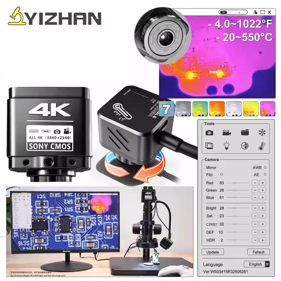 Electronics Repairing - YIZHAN กล้องถ่ายภาพความร้อน 256*192 พิกเซล 4k กล้องจุลทรรศน์อิเล็กทรอนิกส์สำหรับบัดกรี