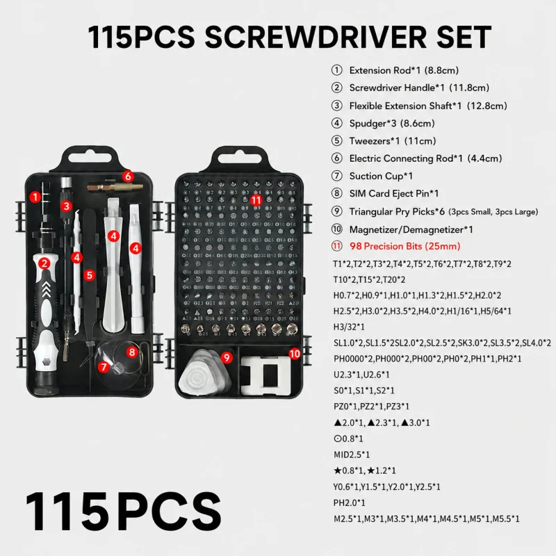 ชุดไขควงแม่เหล็กพกพา 115 in 1  - Electronics Repair Manual บทวิจารณ์และราคา